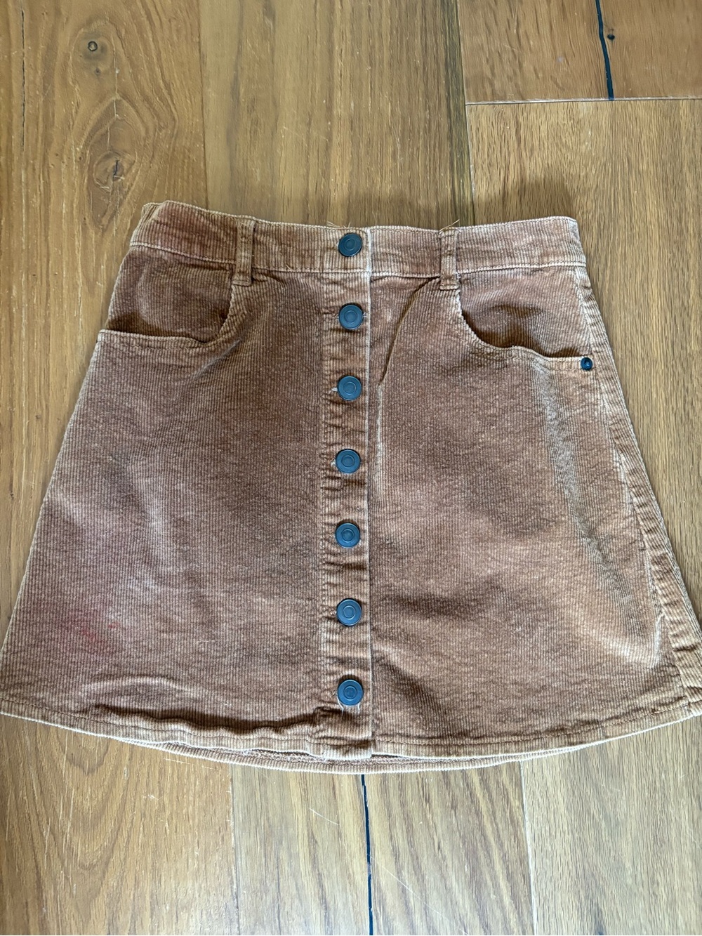 Brandy Melville Brown Corduroy Button-Front Mini Skirt